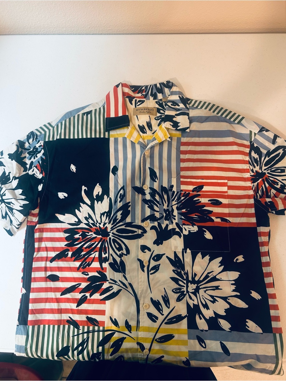 Burberry Multicolor Floral Patchwork Button-Down Shirt